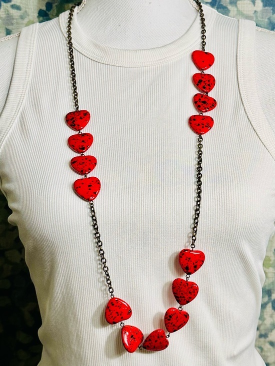 Jewelry - NWT Pure Expressions Red Heart Statement Necklace 36”